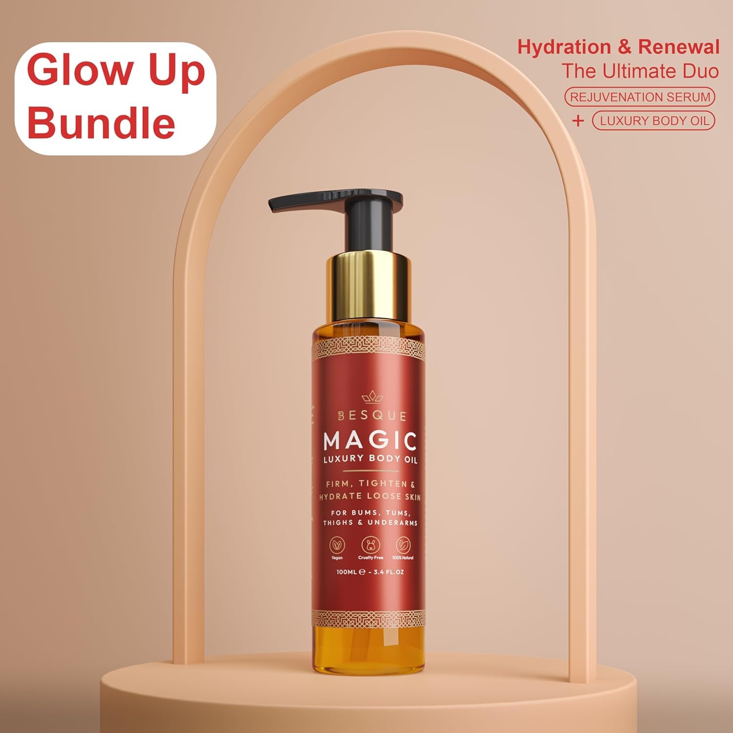 Magic Body Oil, 3.38 FL OZ, after Shower Body Oil for Women, Hydrating Skin Care for Full Body That Plumps, Tightens, and Firms Skin with Natural Ingredients, Luxury Spa Gifts - Pack of 1